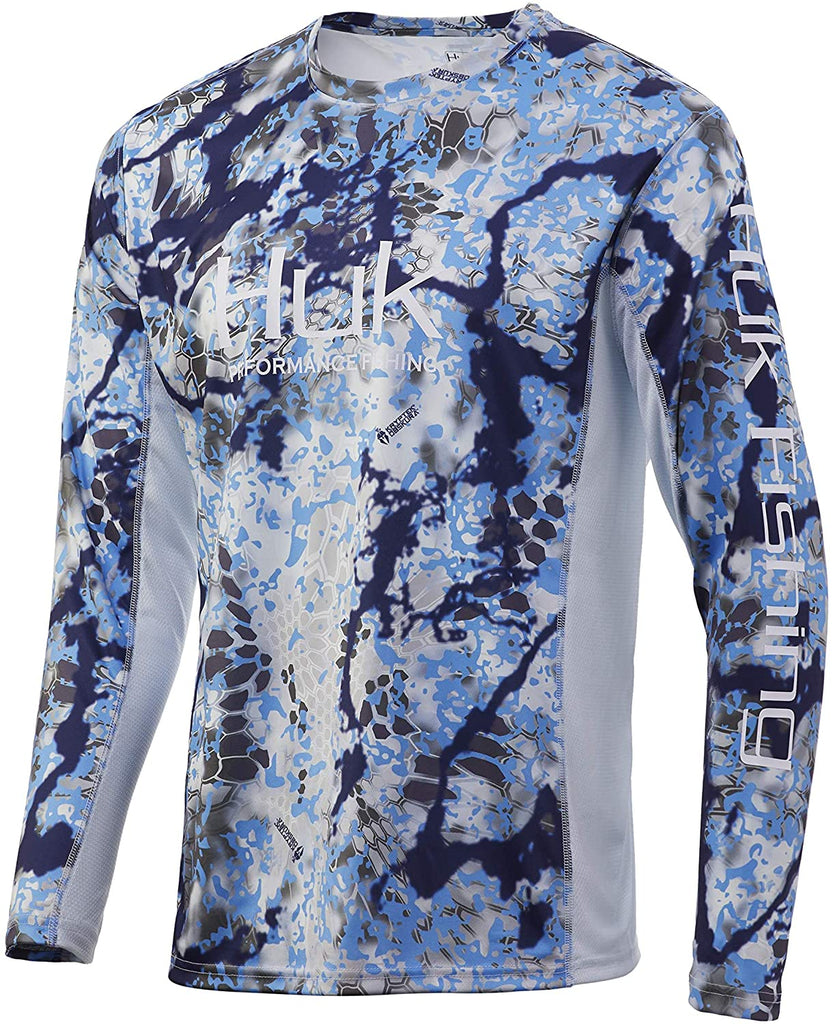 Huk Men's Icon X Camo Long Sleeve Performance Fishing Shirt, Kryptek Obskura Signa H1200233