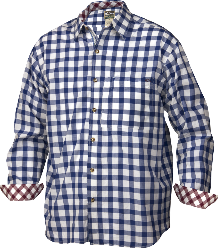 Drake Waterfowl Long Sleeve Accented Gingham Cotton Shirt DW2641