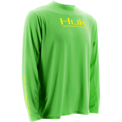 huk gear Huk ICON Long Sleeve H1200064NGN NEON GREEN – HDSOutdoors