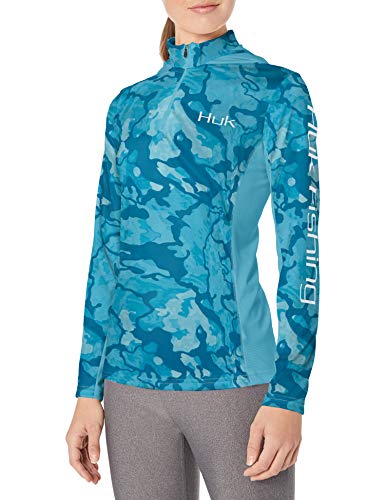 HUK WOMENS CURRENT CAMO ICON X HOODIE, NORTH DROP H6120013
