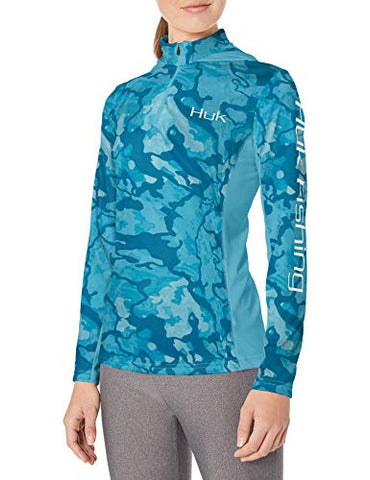 HUK WOMENS CURRENT CAMO ICON X HOODIE, NORTH DROP H6120013