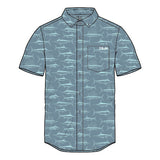 HUK Teaser Short Sleeve Shirt | Performance Button Down, Silver Blue, H1500092