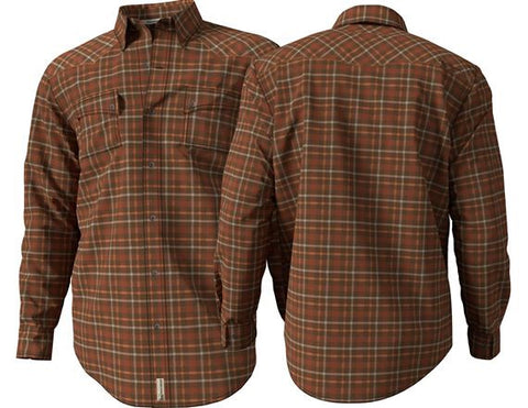 Banded Button Down Flannel Shirt Brown Plaid