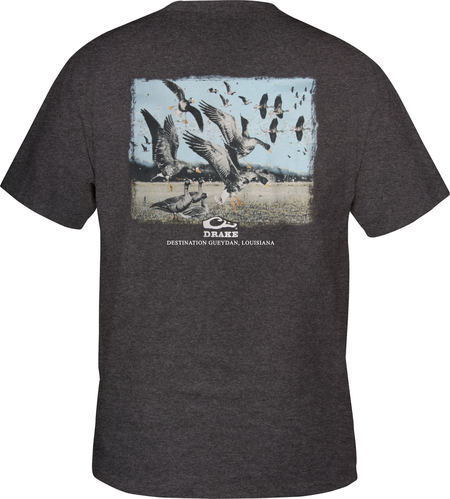 Drake Waterfowl Destination Series T-Shirt S/S Gueydan, LA Heather Gray DT2000