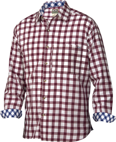 Drake Waterfowl Long Sleeve Accented Gingham Cotton Shirt DW2641 Drake Waterfowl Long Sleeve Accented Gingham Cotton Shirt DW2641