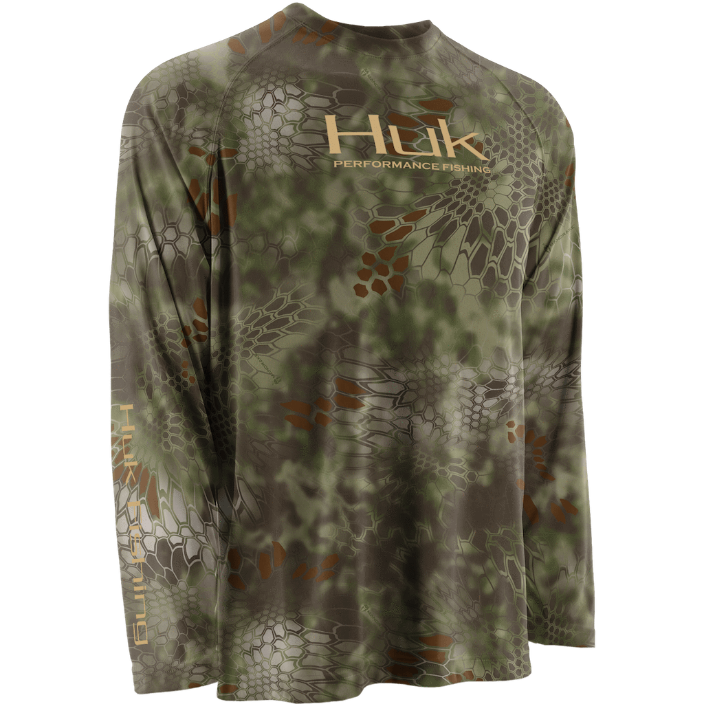HUK Men's Pattern Pursuit Performance Fishing Shirt - Long Sleeve, Sun  Protection, Stain Release, Superior Breathability