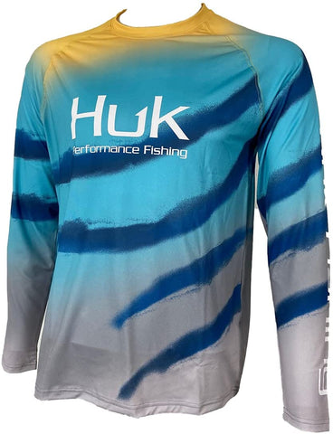 Huk Men's Standard Double Header Long Sleeve | Sun Protecting Fishing Shirt, Flare Fade-americana, Small | Ubuy