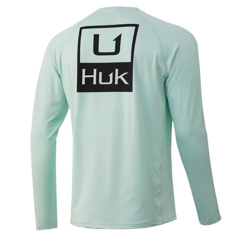 Huk Performance Fishing Men's Long Sleeve Pocket Tee Shirt - Heather Blue