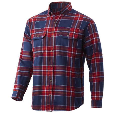 HUK Men's Standard Maverick Fishing Flannel Shirt H1500104-BLOOD RED