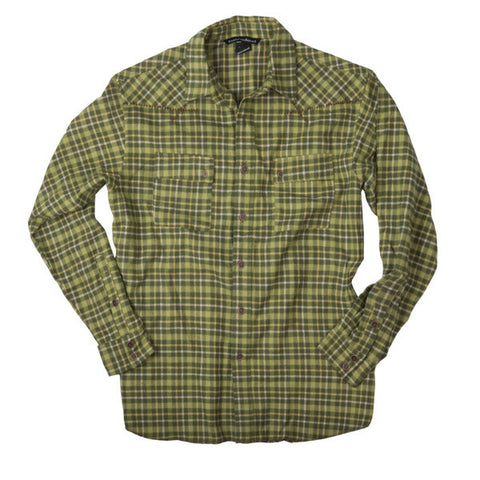 Banded Button Down Flannel Shirt Olive Plaid